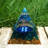 Zodiac Orgone Pyramid - Aquarius in Blue Quartz