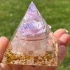 Orgone Pyramid "Love Flower" in Rose Quartz