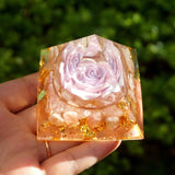 Orgone Pyramid "Love Flower" in Rose Quartz