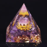 Orgonite pyramid "Divine Lotus" in Amethyst