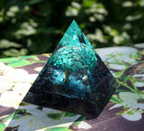 Orgone Pyramid "Sadhana" in Turquoise & Black Obsidian