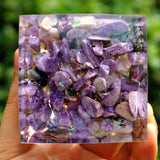 Orgone Pyramid "Samsara - Rebirth Tree of Life" in Charoite & Peridot