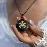 Pendant Orgonite "Metatron's Power" in Obsidian & Garnet