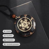 Orgonite Pendant "Power of Metatron" in Obsidian & Garnet