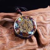 Orgonite Pendant "Sri Yantra" in Turquoise & Tiger's Eye