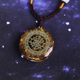 Orgonite Pendant "Sri Yantra - Sacred Protection" in Tiger's Eye