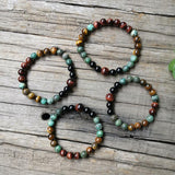 Bracelet "Protective Energies" in Tiger's Eye, Bull's Eye & African Turquoise