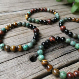 Bracelet "Protective Energies" in Tiger's Eye, Bull's Eye & African Turquoise