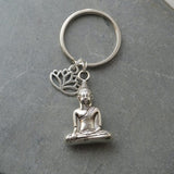 2019 New Buddha Keychain Lotus Flower Keyring Silver Color Spiritualist Keychain Gift for