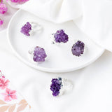 Natural Gemstone Amethyst Ring with Silver Frame