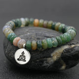 Natural Stone Beads Bracelet Men Women Buddha Lotus Pendant Bracelet Bracelets for Women Tibetan Meditation