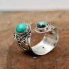 Vintage Adjustable Ring in Sterling Silver and Natural Gemstone