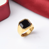 Gilded Ring with Onyx Stone in Stainless Steel