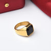 Gilded Ring with Onyx Stone in Stainless Steel