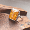 Silver Ring with Square Amber Stone