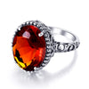 Luxury Vintage Silver Ring with Amber Stone