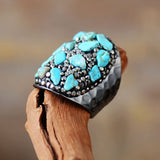 Hematite and Turquoise Stone Ring