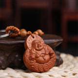 Wooden Buddha keychain