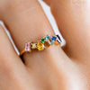 Golden Brass and Cubic Zirconia Natural Stone Ring