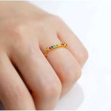 Natural Gemstone 7 Chakra Gold Plated Ring with Zircon and Crystal