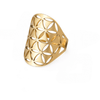 Natural Stone Flower of Life Ring in Stainless Steel on White Background