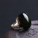 Oval Natural Obsidian Stone Ring