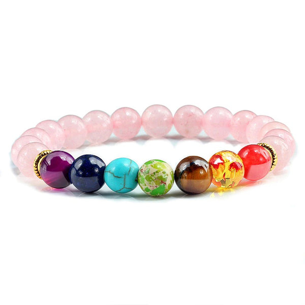 Rose quartz 7 chakra bracelet hotsell