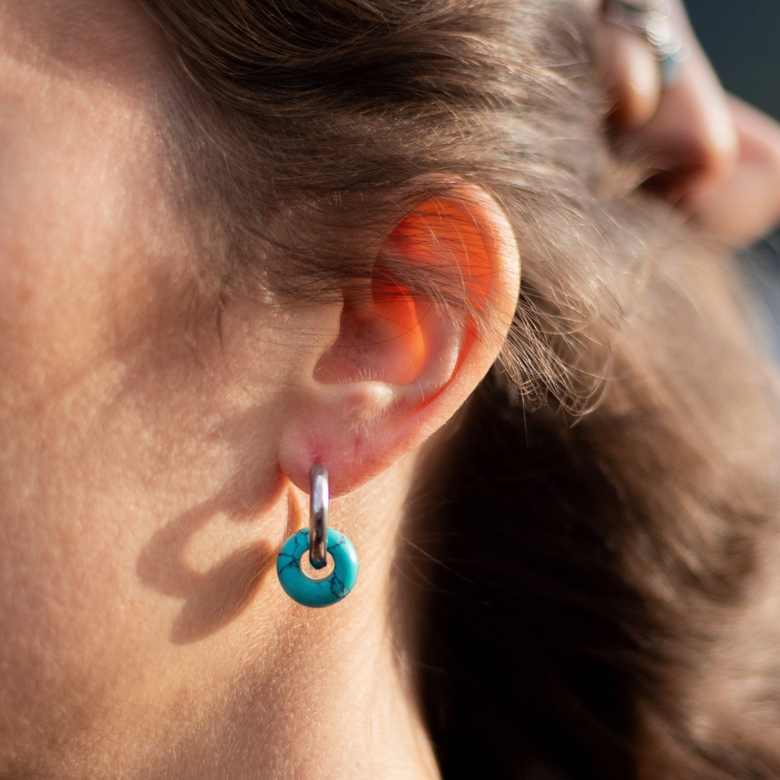 Double Hoop Earrings in Natural Stones – Bild 2