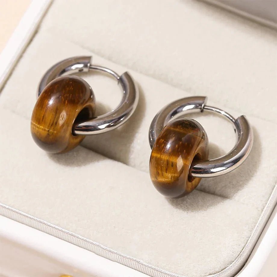 Double Hoop Earrings in Natural Stones – Bild 7