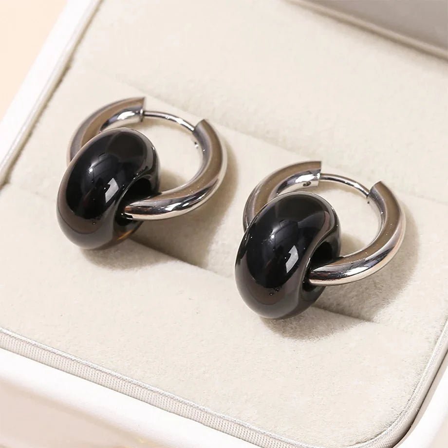 Double Hoop Earrings in Natural Stones – Bild 5