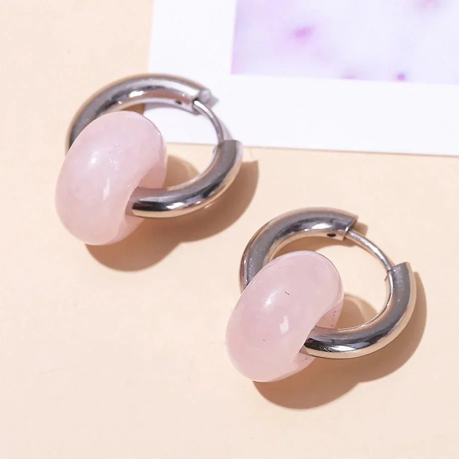 Double Hoop Earrings in Natural Stones – Bild 3