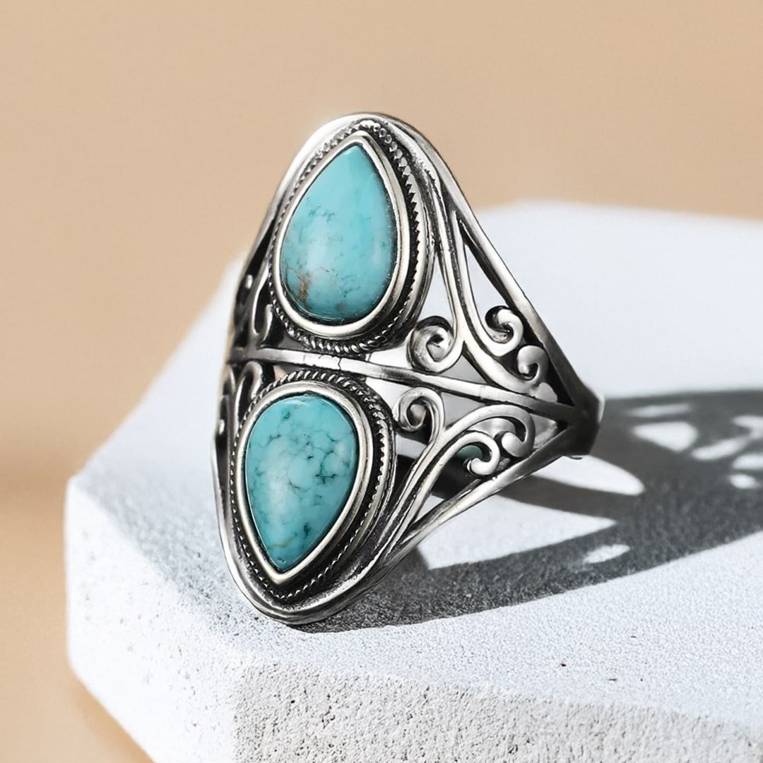 "Echo Protector" Ring in Türkis & Silber