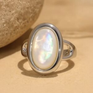 Verstellbar "Hidden Treasure" Ring in Perlmutt & Silber