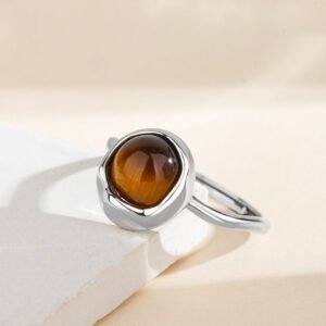 Verstellbarer „Shakti“-Ring aus Tigerauge & Silber