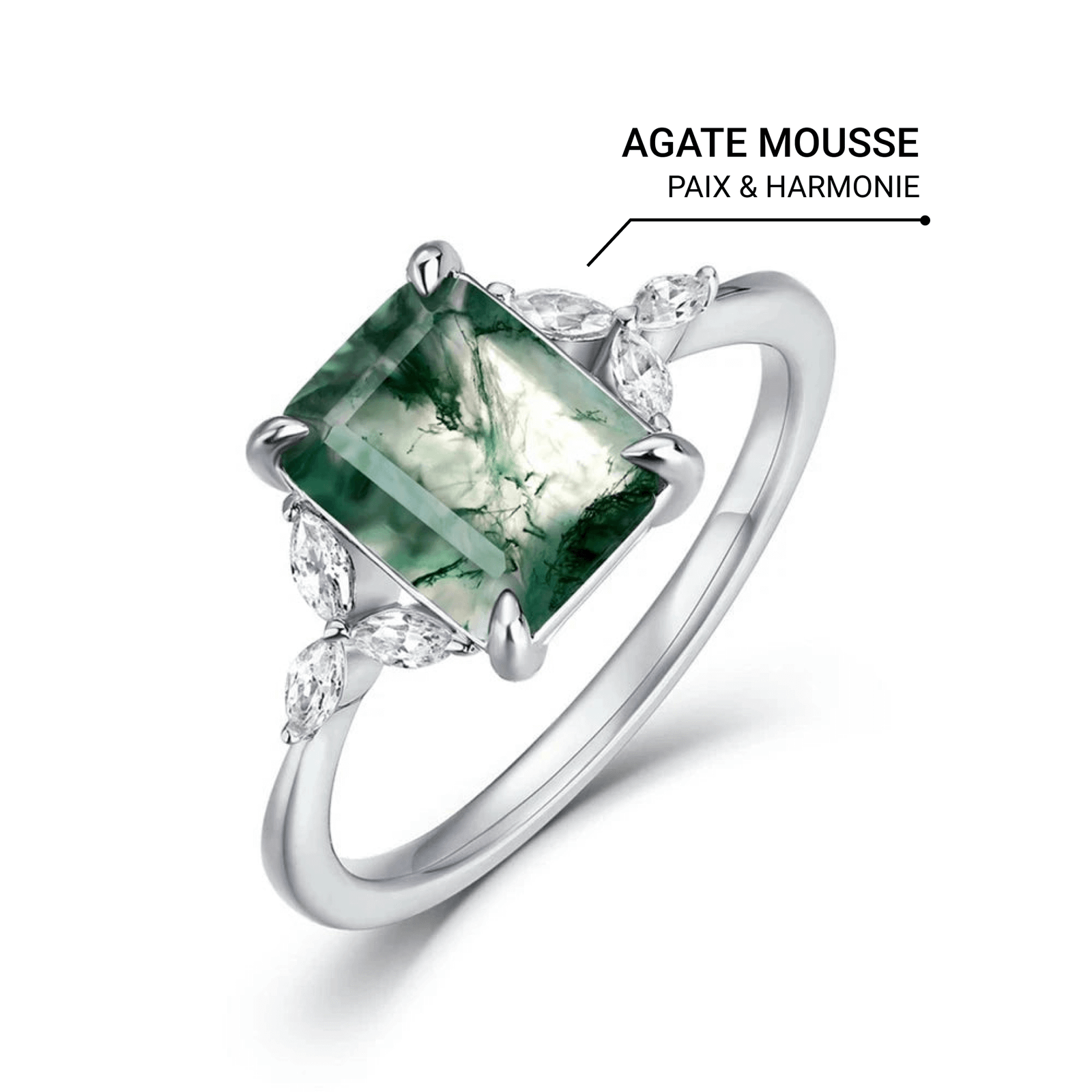 "Verdant Balance" ring in Moss Agate and Silver – Bild 4