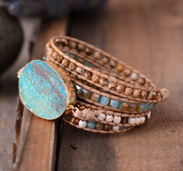Boho Bracelet "Open Mind" in Ocean Jasper – Bild 2