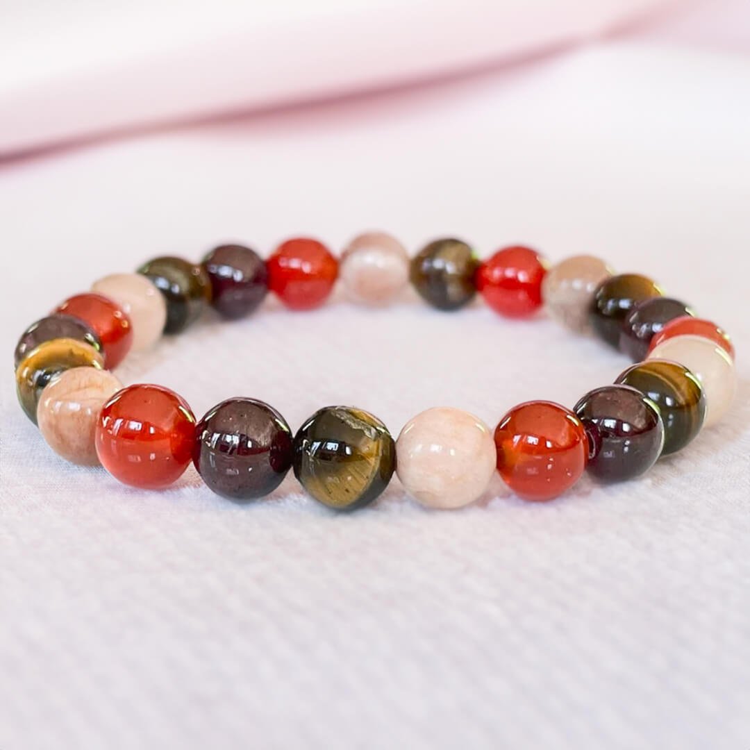 Armband "Chance & Joie" in Tiger's Eye, Sunstone, Carnelian & Garnet