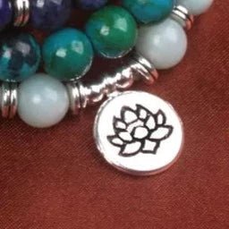 Bracelet Mala "Acceptance" in Chrysocolla, Lapis Lazuli & Amazonite – Bild 3