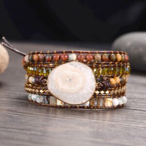 Bracelet Wrap "Mental Strength" in Agate Druzy
