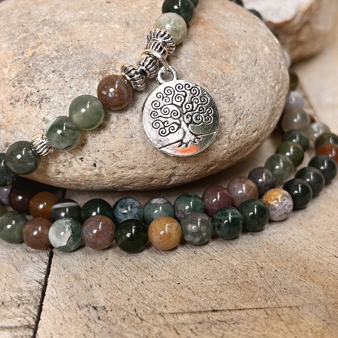 Bracelet Mala "Light Energy" in Indian Agate – Bild 3