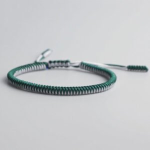 Lucky Bracelet - Two-tone Braided - Green/White