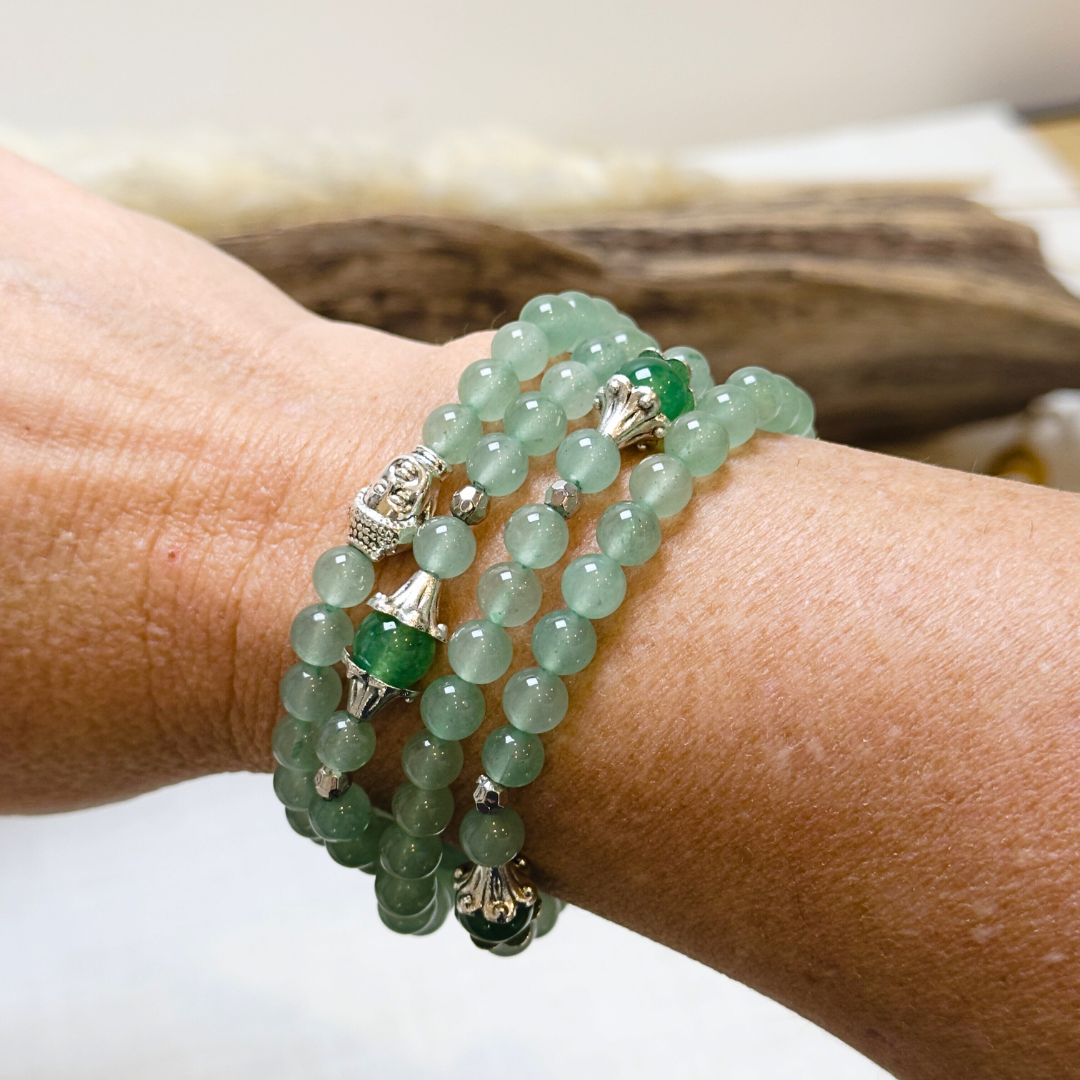 Bracelet Mala "Prosperity & Balance" in Green Aventurine – Bild 2