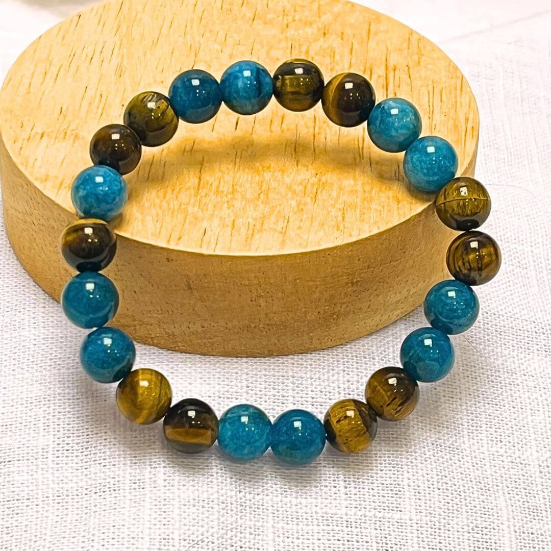 Bransoletka "Inner Harmony" w kolorze Apatite i Tiger Eye