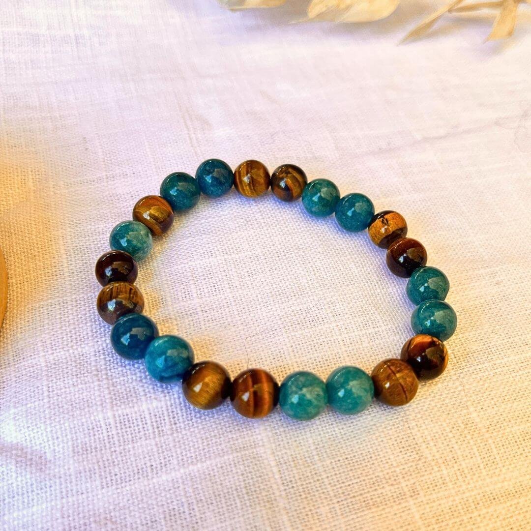Bracelet "Inner Harmony" in Apatite & Tiger Eye - obrazek 2