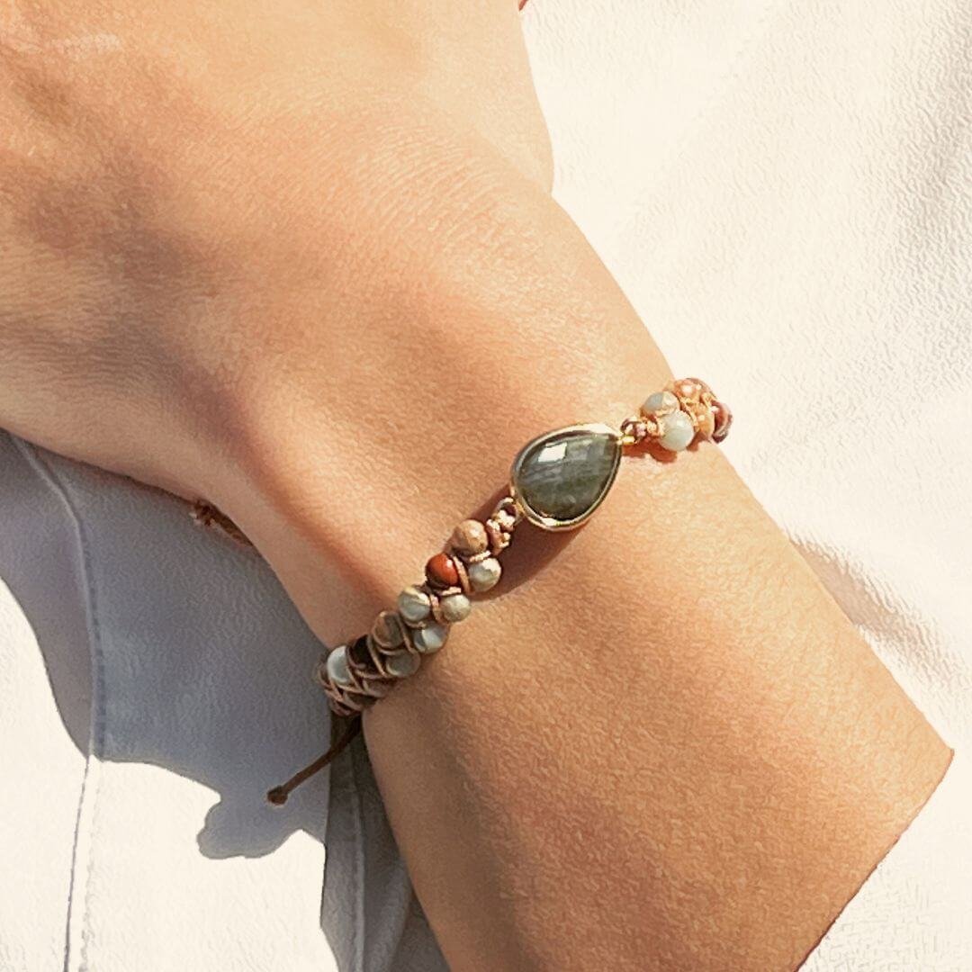 Braided Bracelet "Audacity" in Jasper & Labradorite – Bild 2