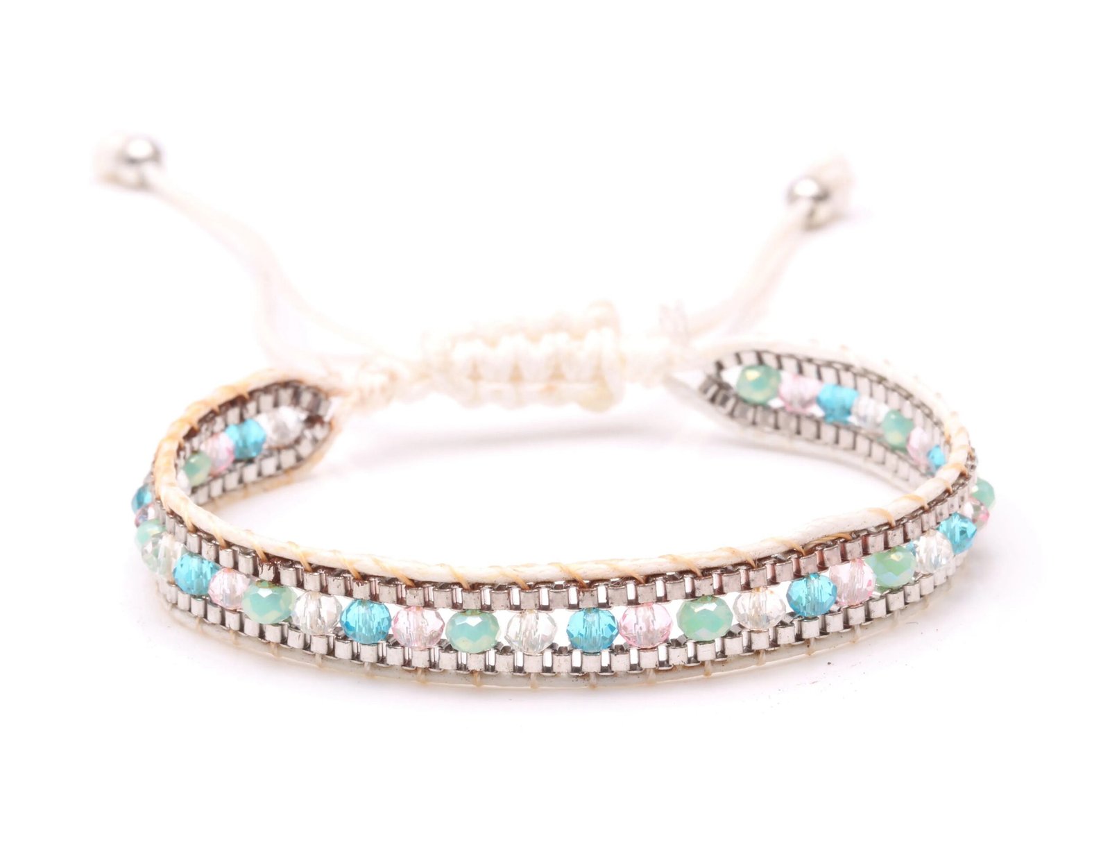 Multicolored faceted Crystal Beads Woven Bracelet - Image 2