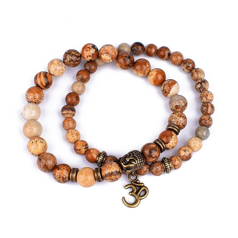 Vintage Cooper Lotus Ohm Buddha Beads Bracelet - Image 6
