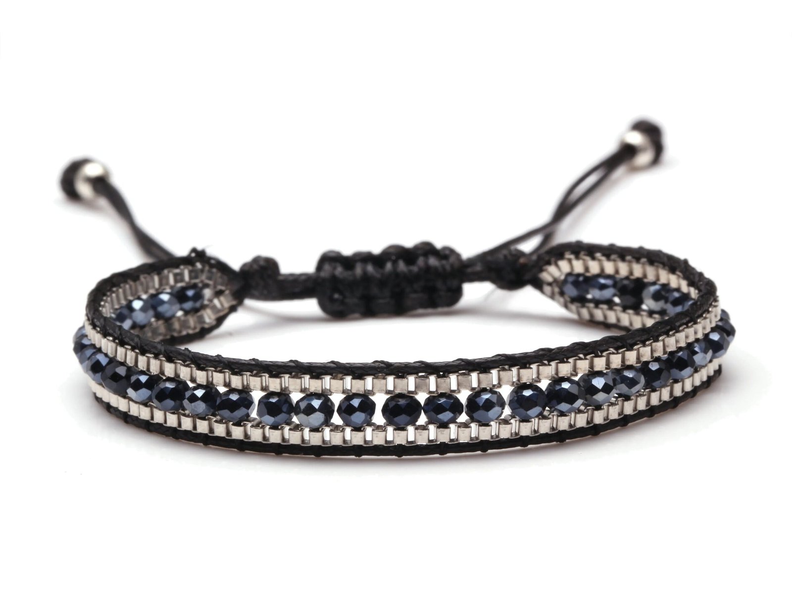 Multicolored faceted Crystal Beads Woven Bracelet - Image 3