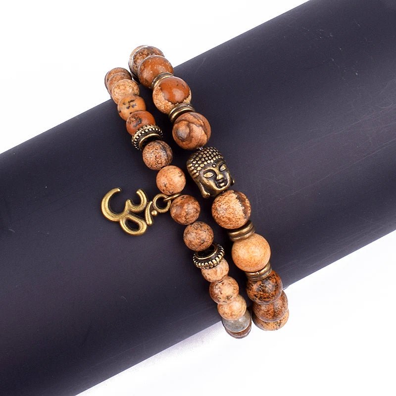 Vintage Cooper Lotus Ohm Buddha Beads Bracelet - Image 2