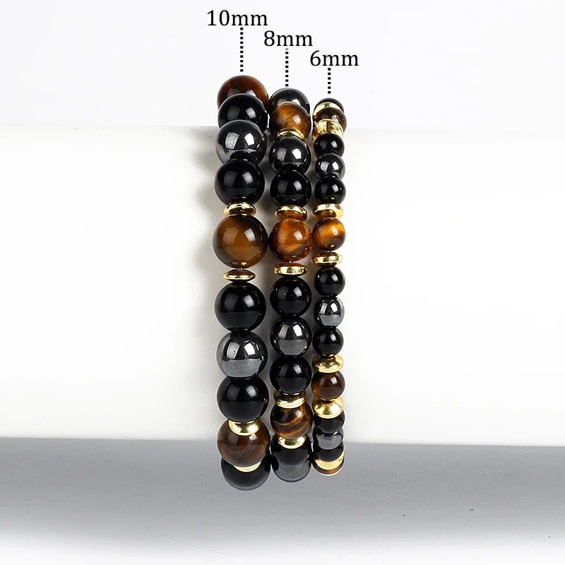 Bracelet "Confidence & Protection" in Tiger Eye, Hematite & Onyx – Bild 3